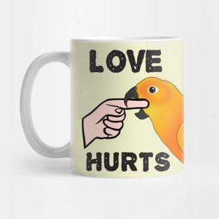 Love Hurts Sun Conure Parrot Biting Mug